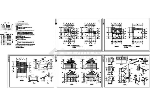 某二层带阁楼框架结构欧式风格别墅（建筑面积254.4平方米）设计cad全套建筑施工图（含设计说明）-图一