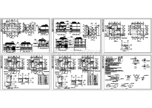 某三层框架结构欧式风格别墅设计cad全套建筑施工图（含设计说明）-图一