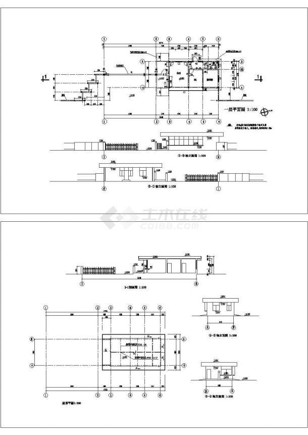 传达室大门建筑设计CAD图-图一