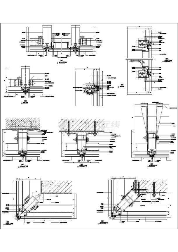某隱框玻璃幕牆窗結構節點cad圖紙