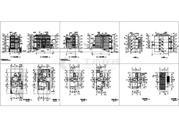 某四层框架结构欧式风格别墅（建筑面积530.9平方米）设计cad全套建筑施工图（标注详细）-图一