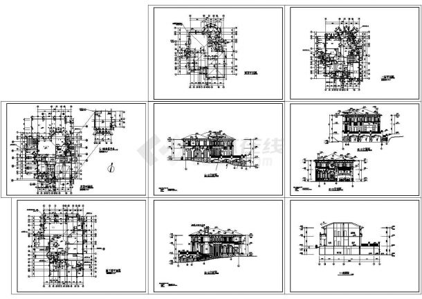 某二层带地下层框架结构欧式风格别墅设计cad全套建筑施工图（标注详细）-图一