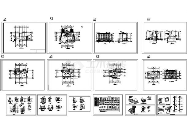 某地上三层带地下室砖混结构现代风格别墅设计cad全套结构施工图（标注详细，14张图）-图一