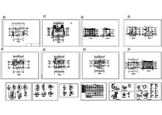 某地上三层带地下室砖混结构现代风格别墅设计cad全套结构施工图（标注详细，14张图）_图1