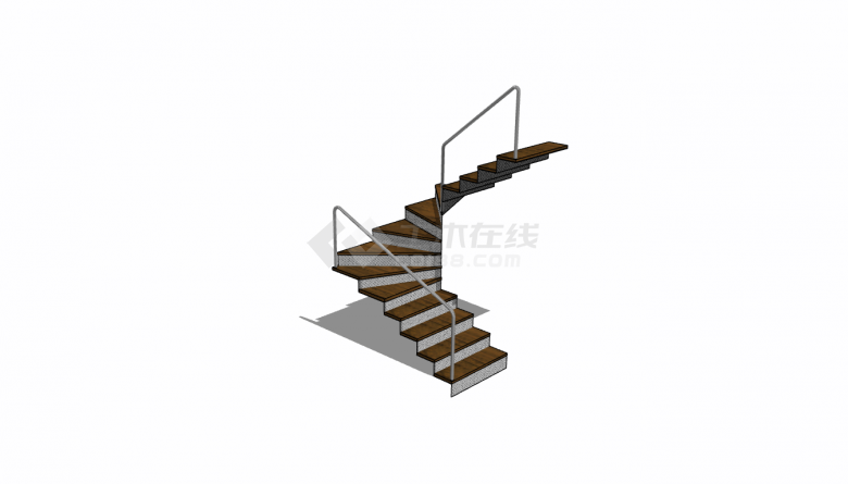 欧式钢铁扶手楼梯su模型-图一