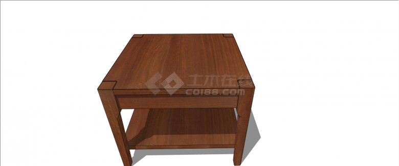 中式木制正方形凳子su模型-图一
