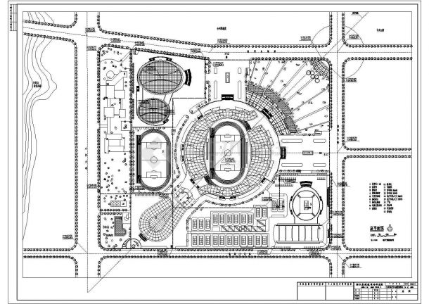 某地城市体育中心全套施工设计cad图纸-图一