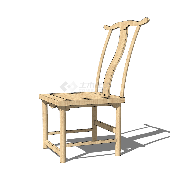 浅色桃木色带花边的单椅 su模型-图二