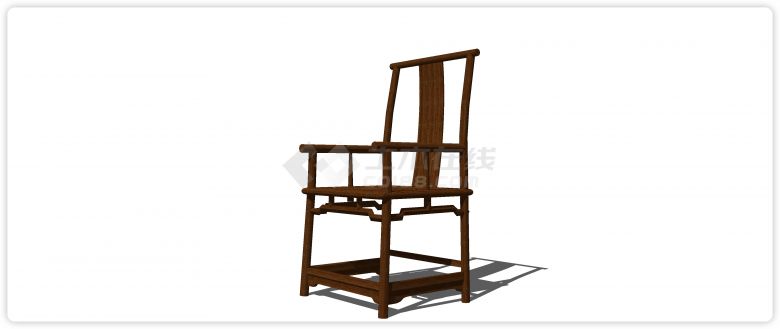 胡桃木细腻木纹靠背单椅su模型-图二