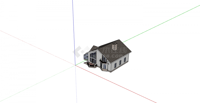平层小面积美式房屋su模型-图二