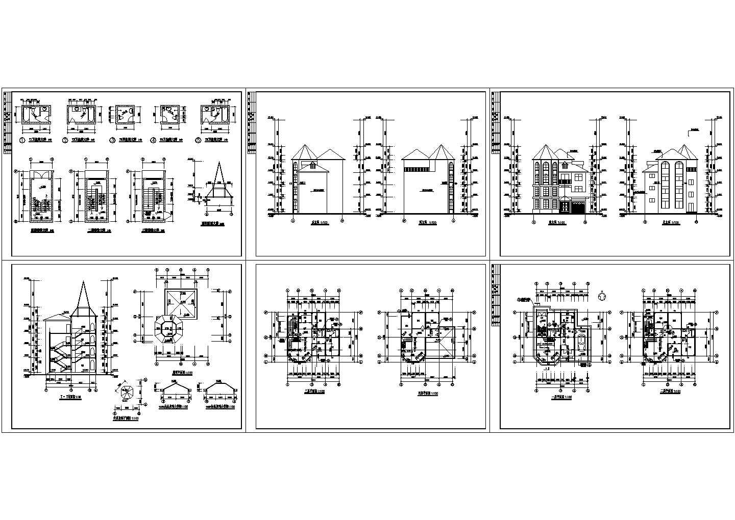 江南地区某复式别墅建筑施工CAD全套图纸