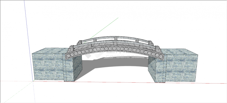 粗朴巍峨中式廊桥su模型-图二