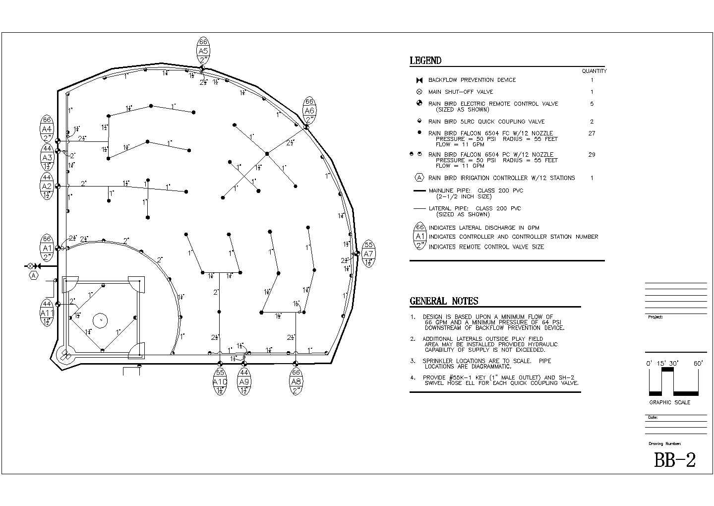 棒球场-草场灌溉系统施工套图