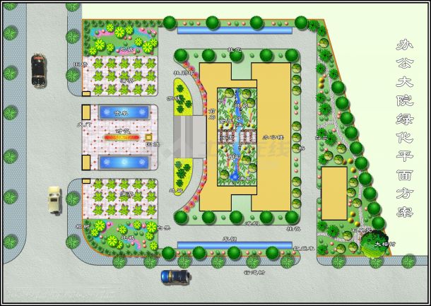 办公大院景观规划平面图纸-图一