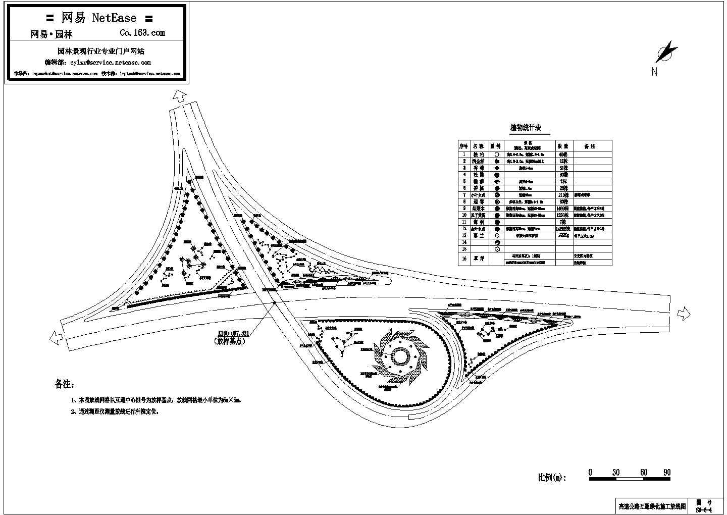 高速公路互通绿化施工放线图