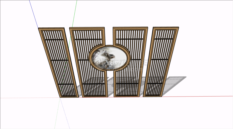 新中式复古镂空屏风su模型-图二