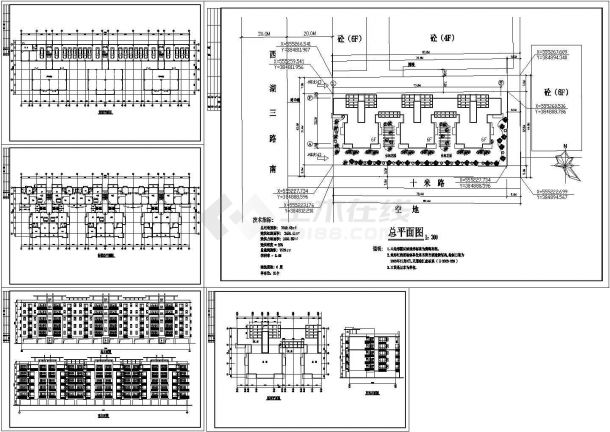 江南地区多层住宅建筑设计CAD全套图纸-图一