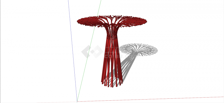 现代创意红色蘑菇形艺术雕塑su模型-图一