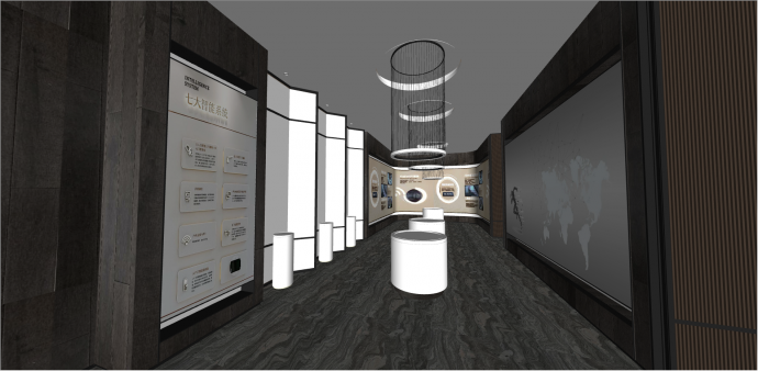 现代精装智能系统展厅su模型_图1