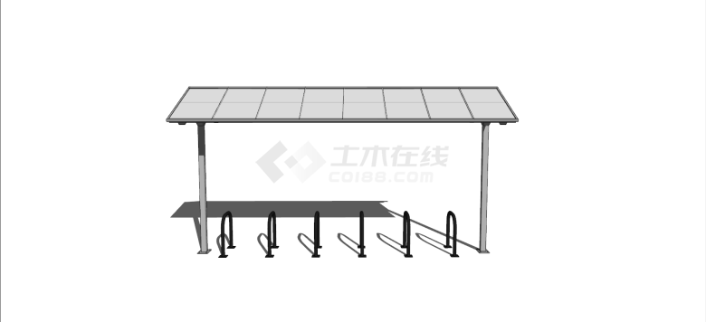 灰色尖顶耐力板停车棚su模型-图一