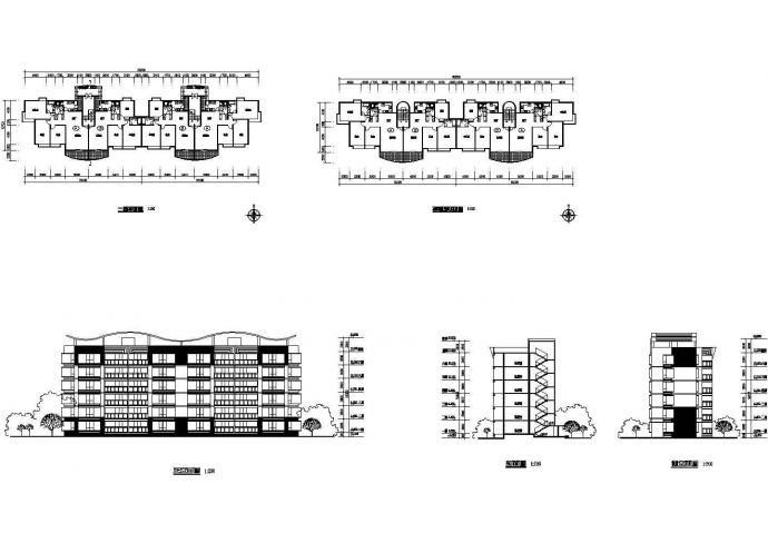 六层单元式住宅楼建筑施工cad图，共五张_图1