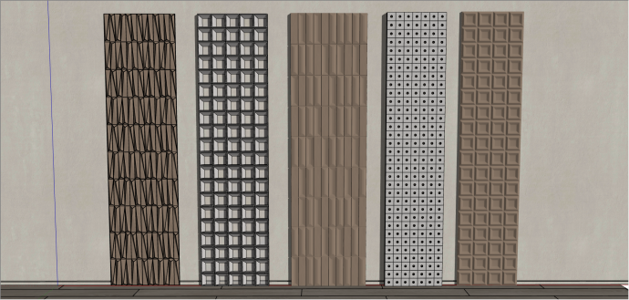 木制不同图案护墙板su模型_图1