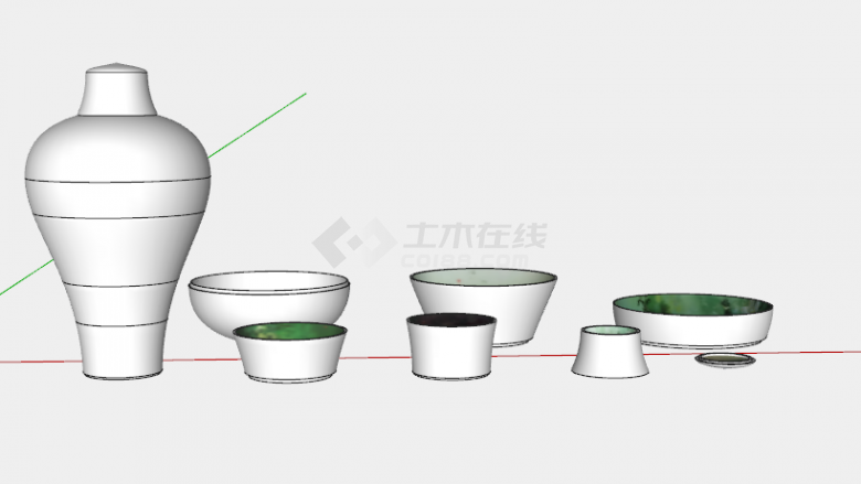 新中式青花瓷诗意花瓶瓷器su模型-图二