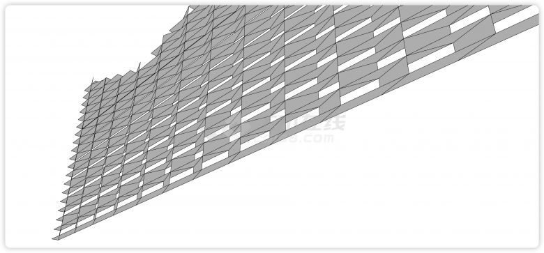 马赛克塔型穿孔板建筑表皮su模型-图二