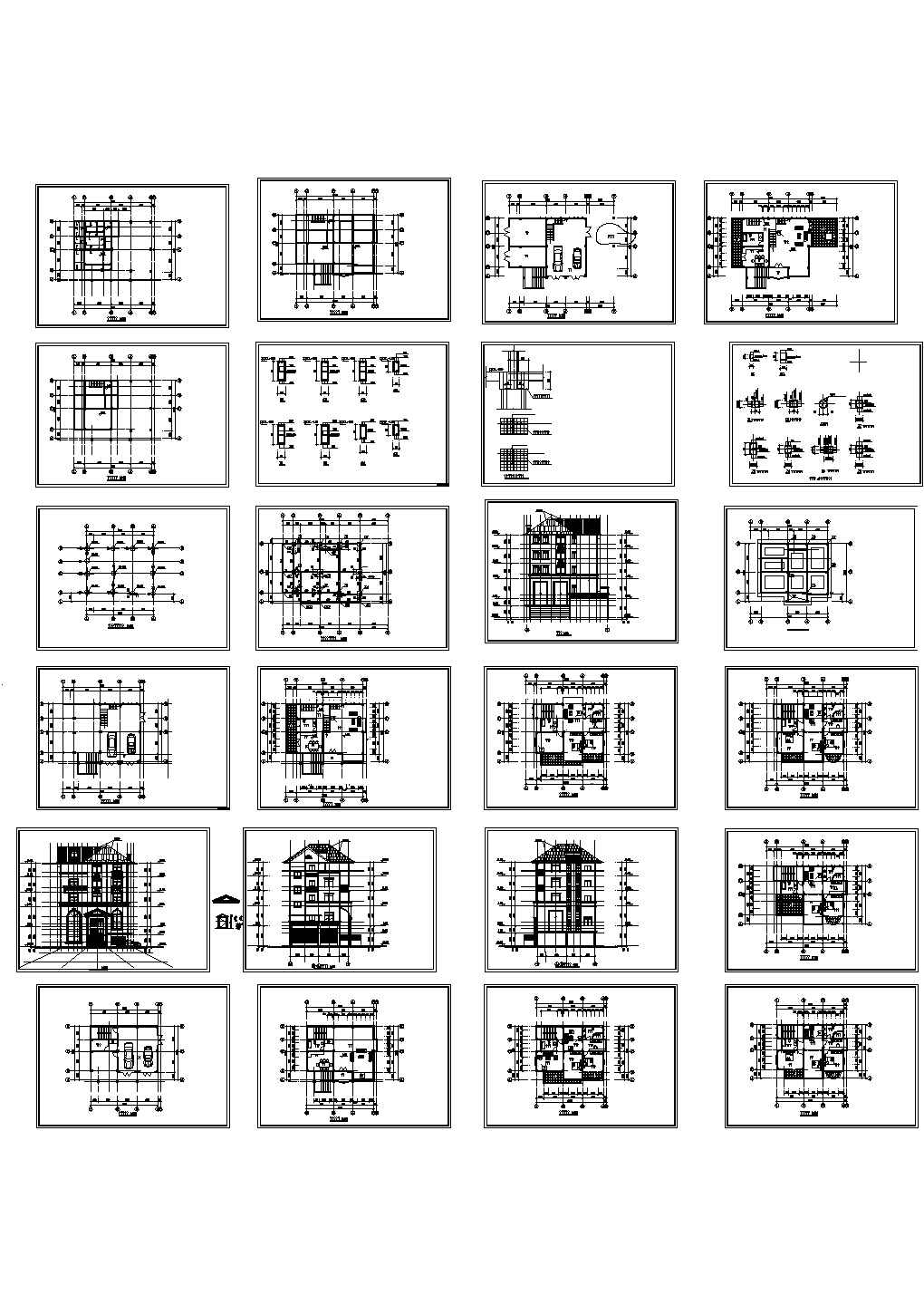 江南地区某错层别墅建筑结构施工CAD全套图纸