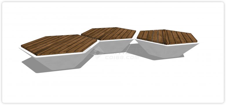 六边形木条拼接创意坐凳su模型-图二