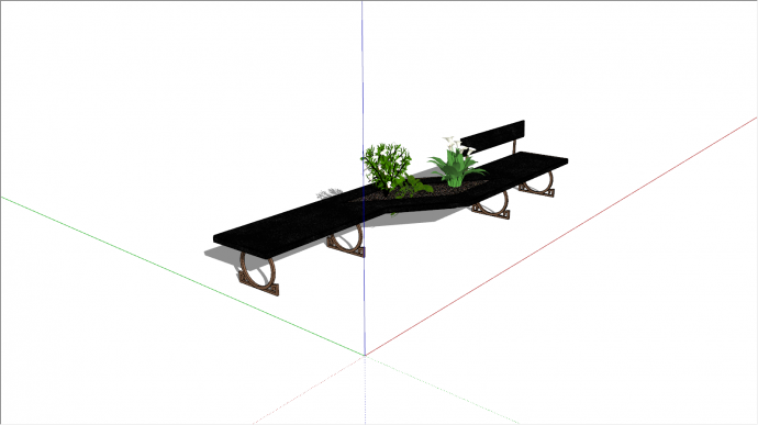 黑色带花草创意坐凳su模型_图1