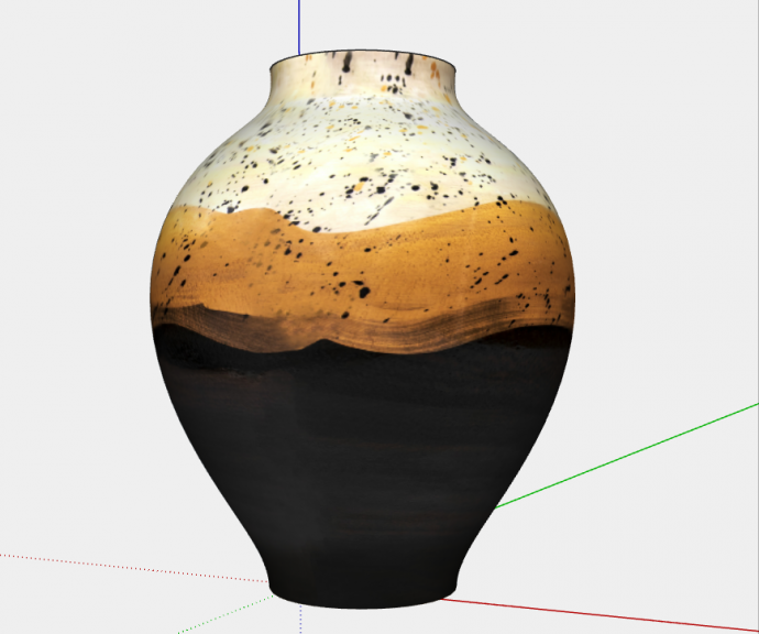 中式彩色棕色小麦色拼接花瓶瓷器su模型_图1