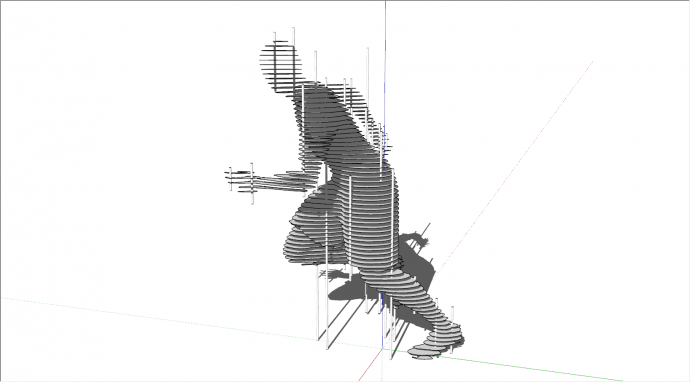 片状堆叠跑步男子运动雕塑su模型_图1