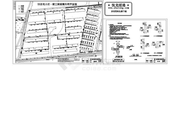 某住宅小区采暖室外管网设计CAD图-图一