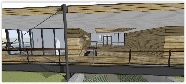单层木结构玻璃窗别墅su模型-图二