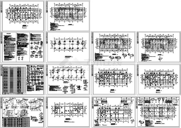 四层框架结构办公楼结构施工图（CAD、14张）-图一