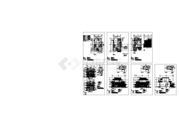 某豪华3层私人别墅设计cad全套建施图（含效果图）-图二