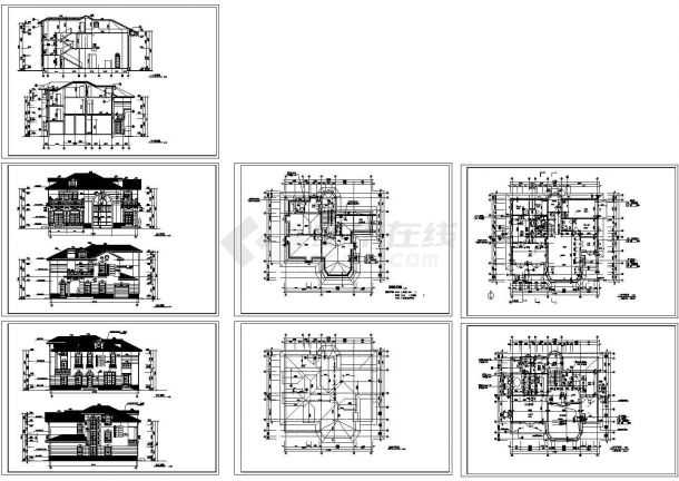 某二层带阁楼层框架结构欧式别墅设计cad全套建筑施工图（标注详细）-图一