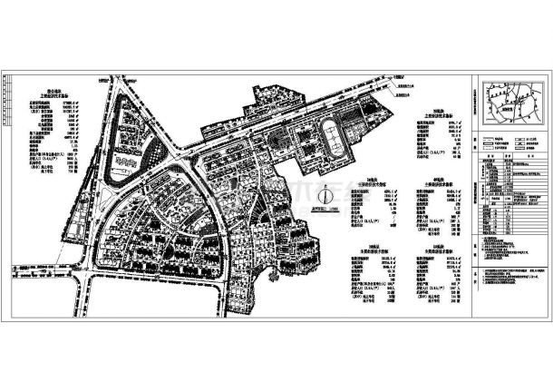 某城市居住小区（总建筑面积200252.2平方米）规划设计cad施工总平面图（含设计说明，含经济技术指标）-图一