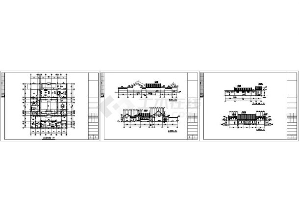 一层小型四合院设计全套cad图纸-图二