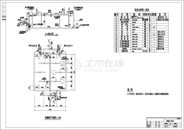 城市污水处理厂工艺设计成套建筑施工cad图纸-图二