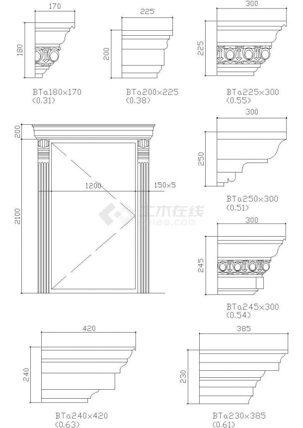 21套欧式门窗建筑设计CAD图纸-图二