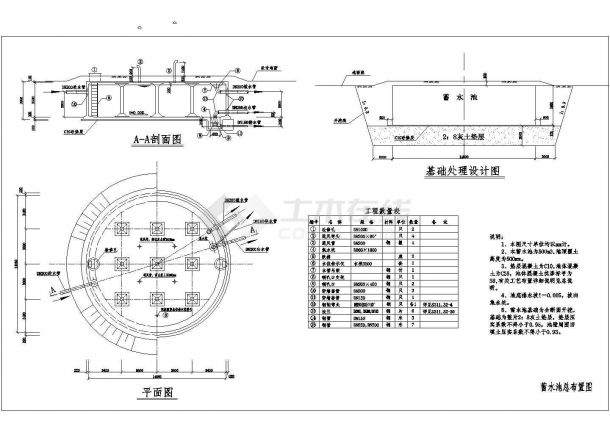 [甘肃]农村供水500立方米蓄水池工程施工CAD图纸-图二