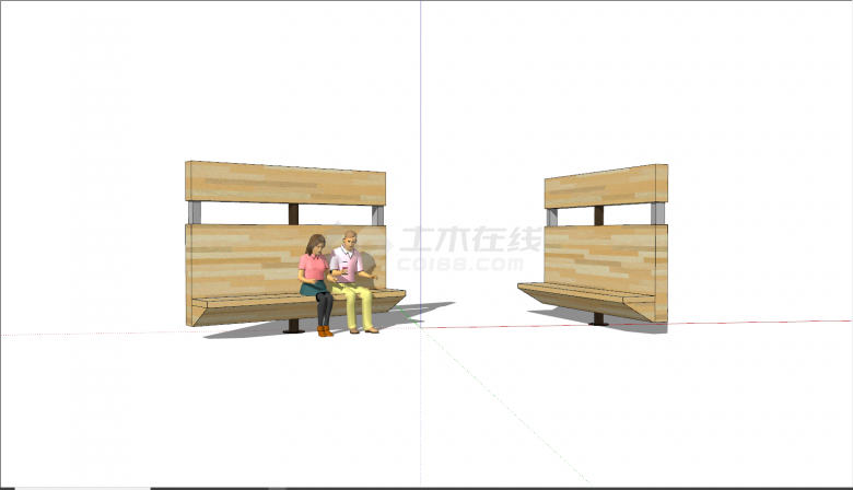 实木景墙一体式创意坐凳su模型-图一