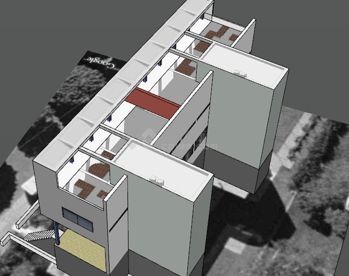 现代设计小高层屋顶庭院住宅su模型-图二