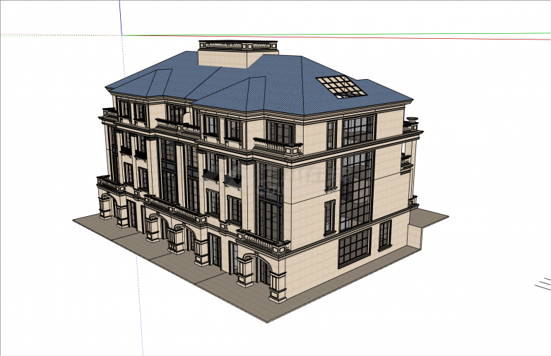 豪华多层欧式风格联排别墅su模型-图二