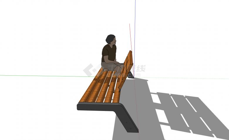 悬空半靠背木质创意坐凳su模型-图二