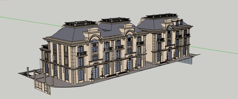 新古典风格联排别墅su模型-图一