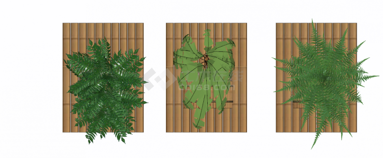 竹子组合成的带有绿色植物的绿墙花架su模型-图一