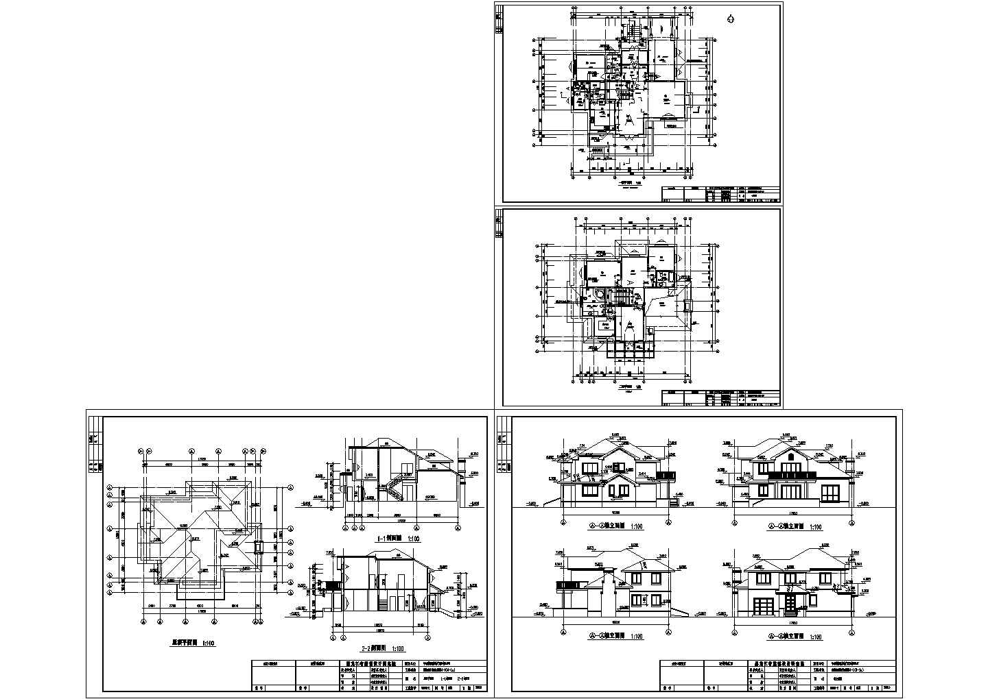 某2层欧式小别墅（339㎡）设计cad全套建筑施工图纸（含效果图）